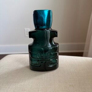 Vintage Avon Green Glass Cologne Bottle Empty 1970s Decor Dark Teal Decorative